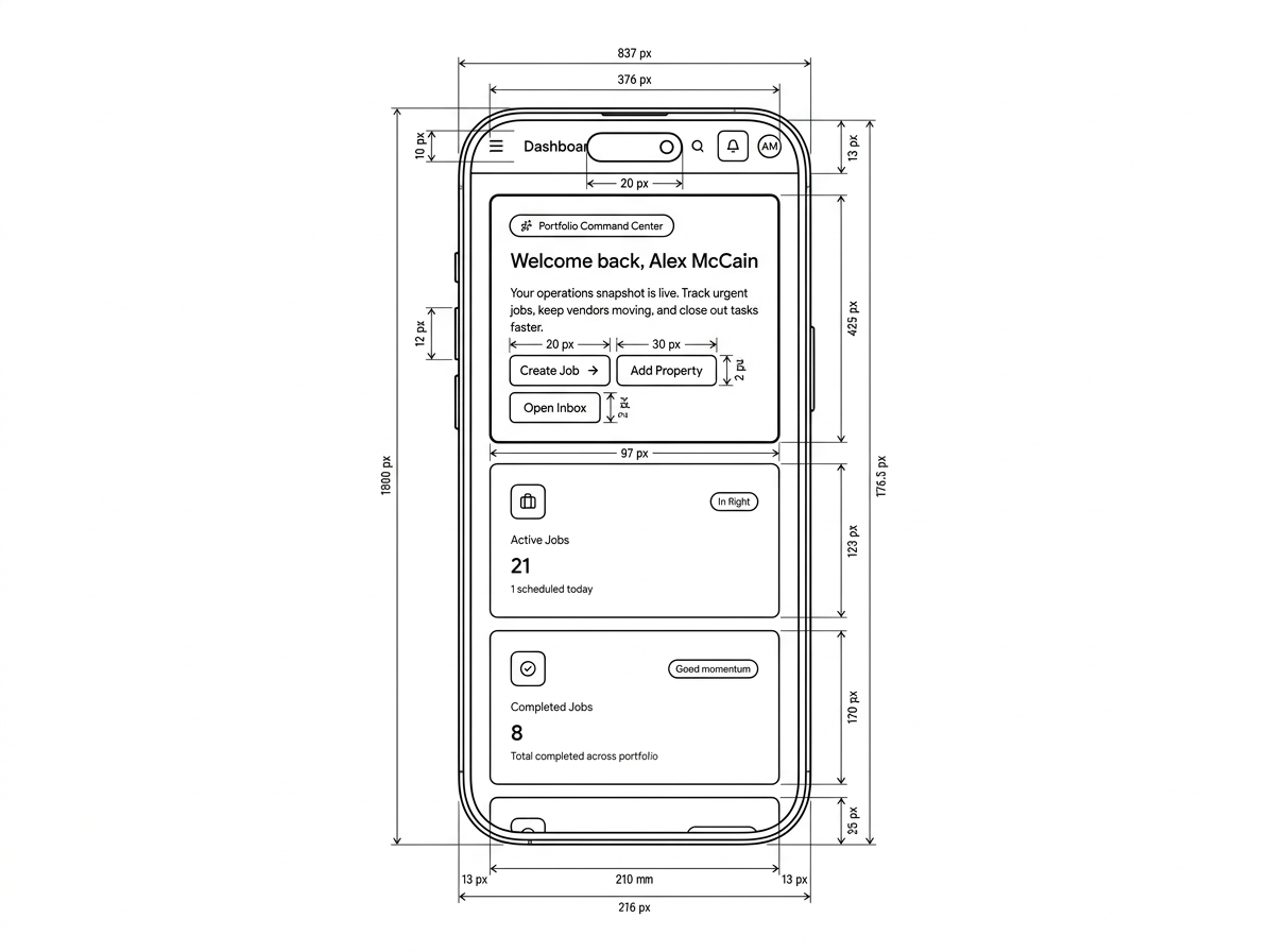 Portfolio command center wireframe